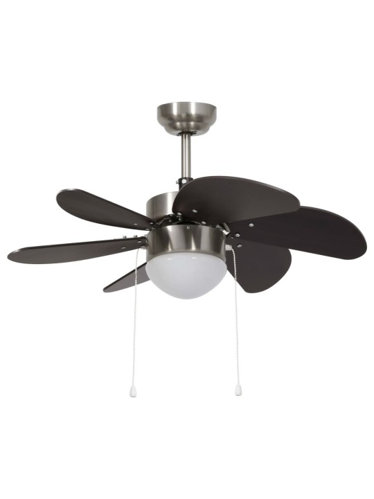 Griestu ventilators ar lampu, 76 cm, tumši brūns