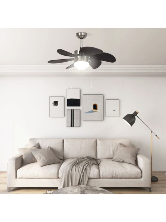 Griestu ventilators ar lampu, 76 cm, tumši brūns
