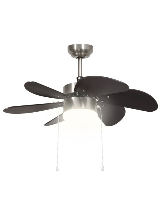 Griestu ventilators ar lampu, 76 cm, tumši brūns