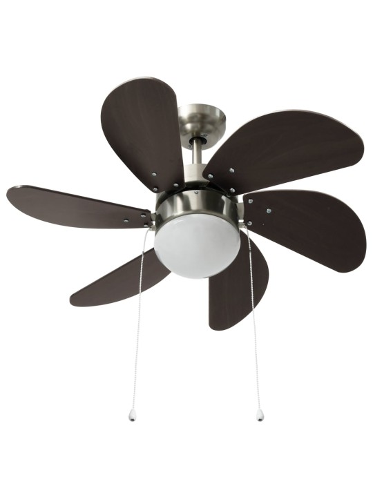 Griestu ventilators ar lampu, 76 cm, tumši brūns