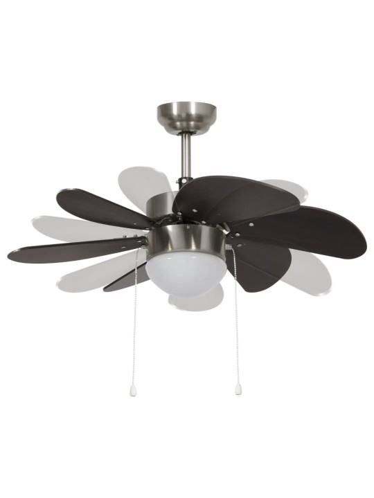 Griestu ventilators ar lampu, 76 cm, tumši brūns