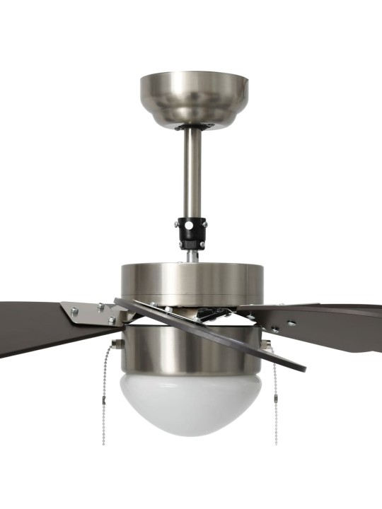 Griestu ventilators ar lampu, 76 cm, tumši brūns