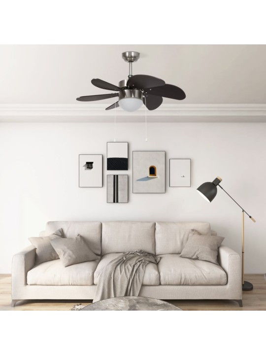 Griestu ventilators ar lampu, 76 cm, tumši brūns