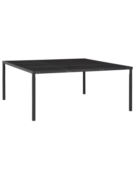 Dārza galds, melns, 170x170x74,5 cm, tērauds un stikls