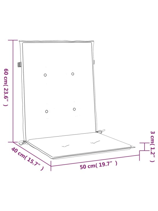 Dārza krēslu spilveni, 6 gab., melni, 100x50x3 cm, audums