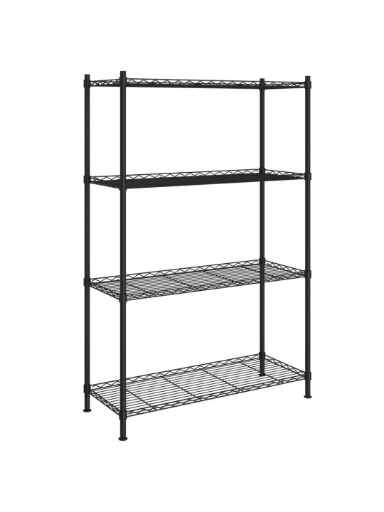 4 līmeņu glabāšanas plaukts, 90x35x137 cm, melns, 200 kg