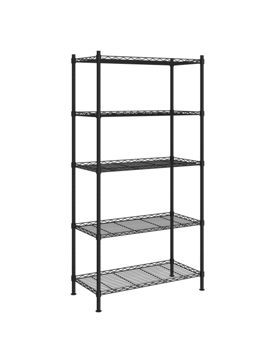 5 līmeņu plaukts, 90x35x180 cm, melns, 250 kg