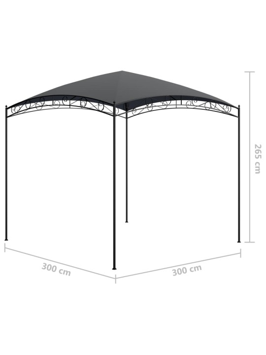 Dārza nojume, 3x3x2,65 m, antracītpelēka, 180 g/m²