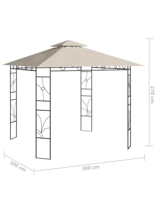 Dārza nojume, 3x3x2,7 m, krēmkrāsas, 160 g/m²