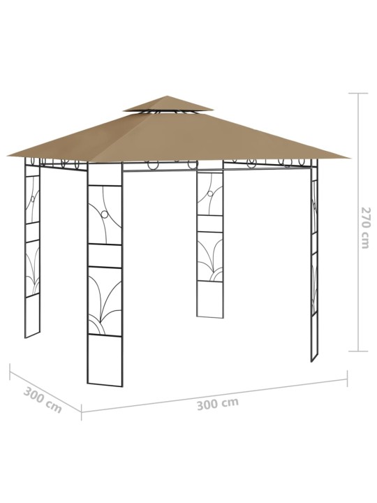 Dārza nojume, 3x3x2,7 m, pelēkbrūna, 160 g/m²