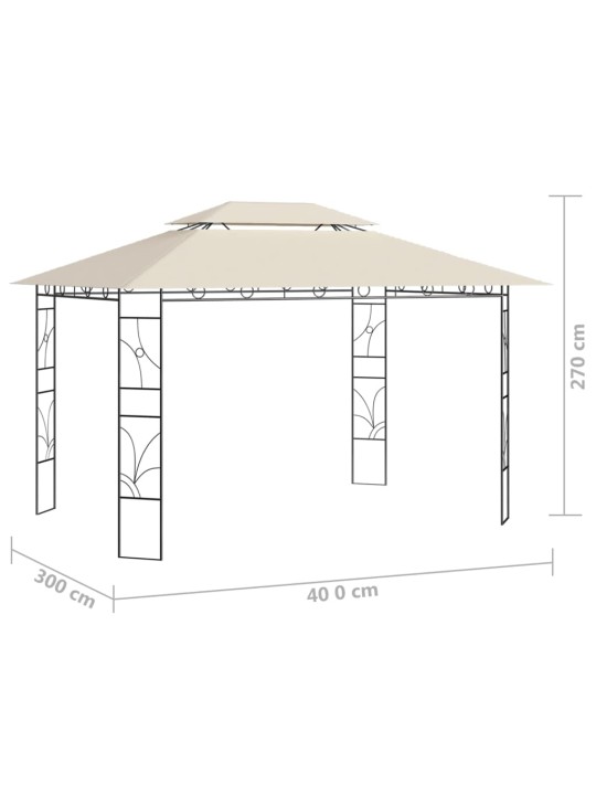 Dārza nojume, 4x3x2,7 m, krēmkrāsas, 160 g/m²