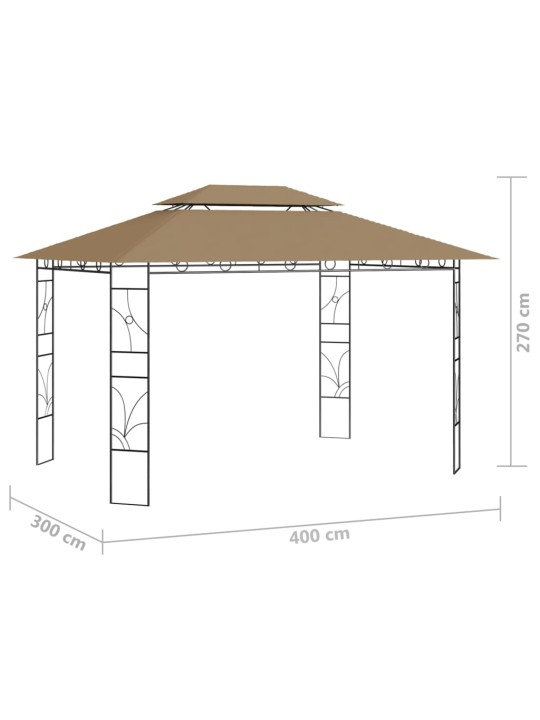 Dārza nojume, 4x3x2,7 m, pelēkbrūna, 160 g/m²
