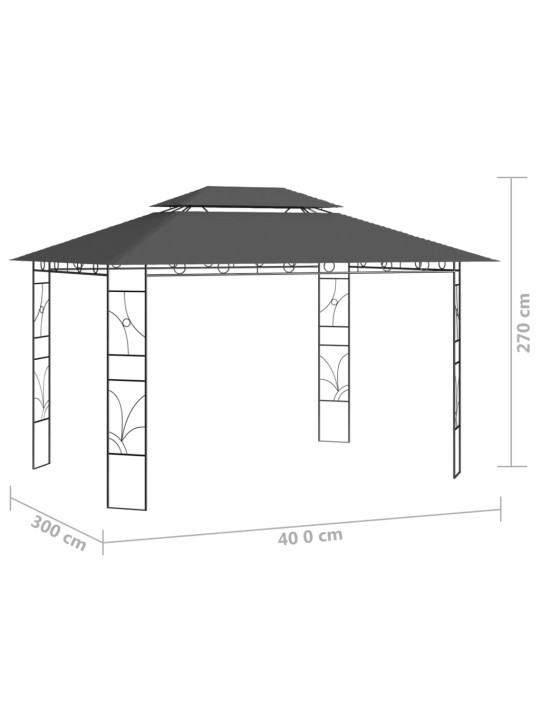 Dārza nojume, 4x3x2,7 m, antracītpelēka, 160 g/m²