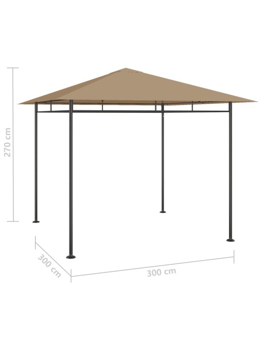 Dārza nojume, 3x3x2,7 m, pelēkbrūna, 180 g/m²
