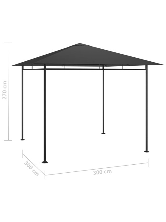Dārza nojume, 3x3x2,7 m, antracītpelēka, 180 g/m²