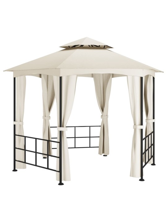 Dārza nojume ar sienām, 3,1x2,7 m, krēmkrāsa