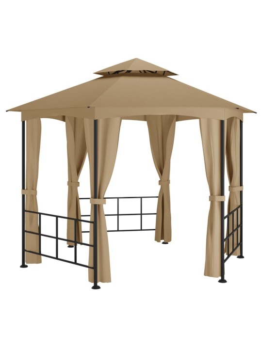 Dārza nojume ar sienām, 3,1x2,7 m, pelēkbrūna