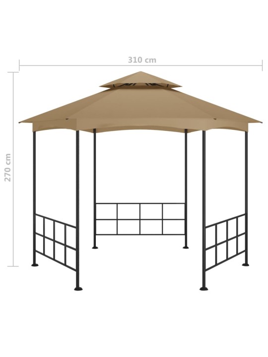 Dārza nojume ar sienām, 3,1x2,7 m, pelēkbrūna