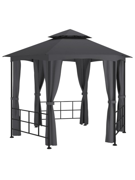 Dārza nojume ar sienām, 3,1x2,7 m, antracītpelēka