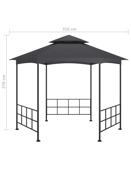 Dārza nojume ar sienām, 3,1x2,7 m, antracītpelēka