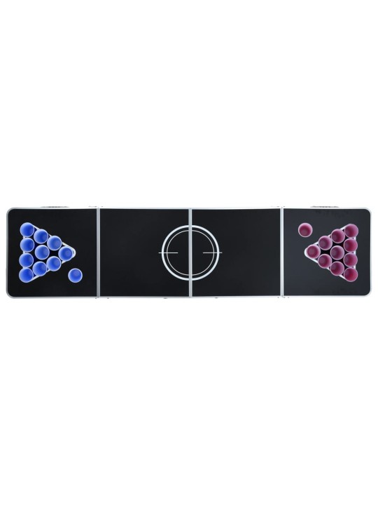Beer pong spēles galds ar glāzēm un bumbiņām, saliekams, 240 cm