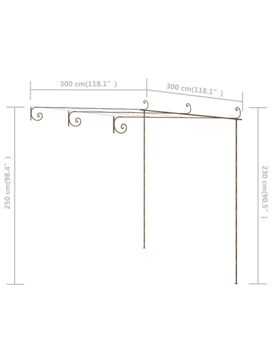 Dārza paviljons, 3x3x2,5 m, antīki brūna dzelzs