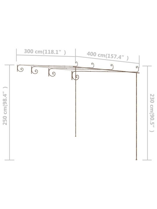 Dārza paviljons, 4x3x2,5 m, antīki brūna dzelzs