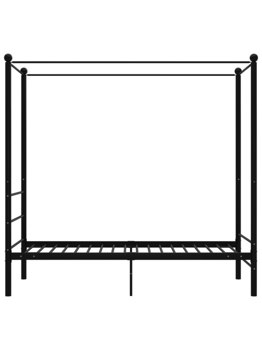 Gultas rāmis ar nojumi, melns, metāls, 90x200 cm