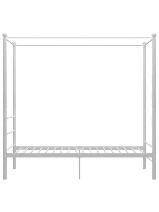 Gultas rāmis ar nojumi, balts metāls, 90x200 cm