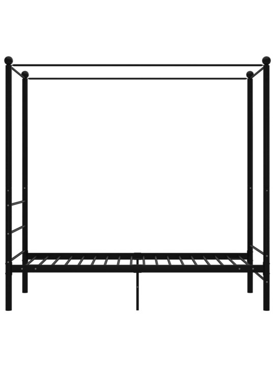 Gultas rāmis ar nojumi, melns, metāls, 100x200 cm