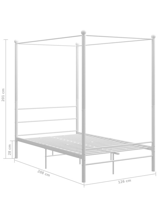 Gultas rāmis ar nojumi, balts, metāls, 120x200 cm