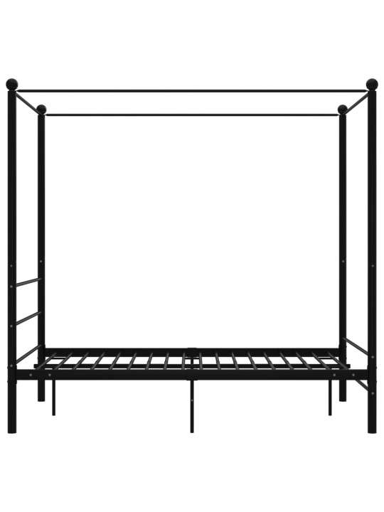 Gultas rāmis ar nojumi, melns, metāls, 140x200 cm