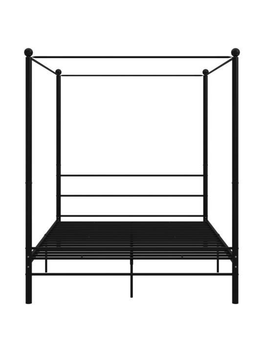 Gultas rāmis ar nojumi, melns, metāls, 160x200 cm