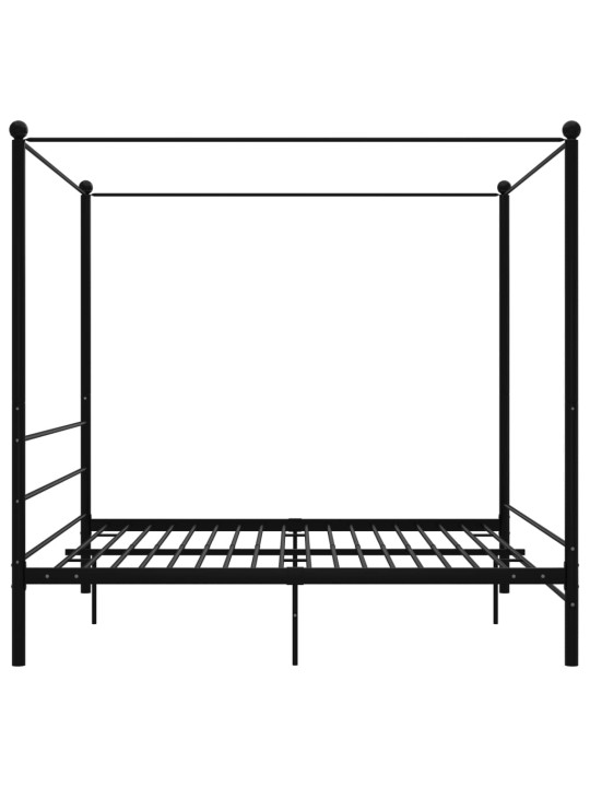Gultas rāmis ar nojumi, melns, metāls, 200x200 cm