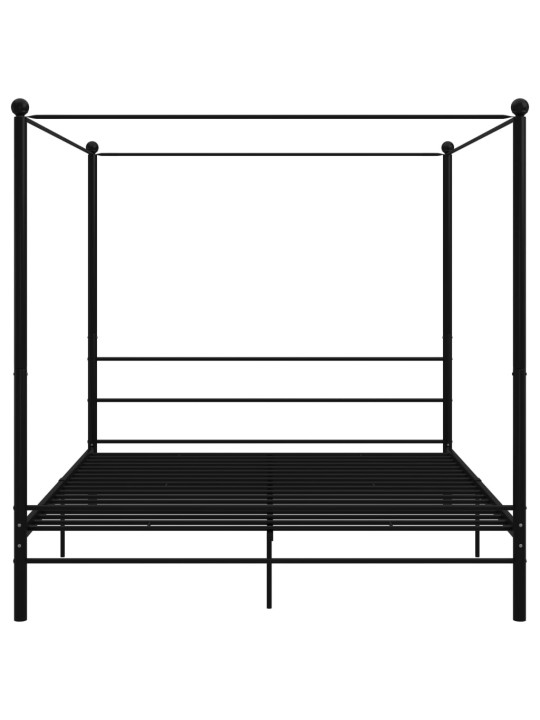 Gultas rāmis ar nojumi, melns, metāls, 200x200 cm