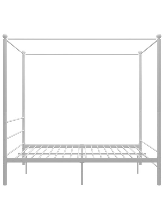 Gultas rāmis ar nojumi, balts, 200x200 cm, metāls