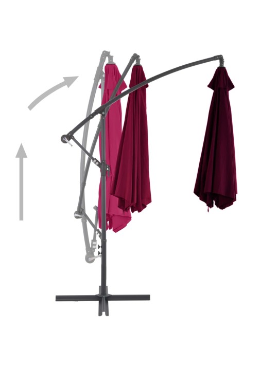 Dārza saulessargs ar alumīnija kātu, 300 cm, bordo sarkans
