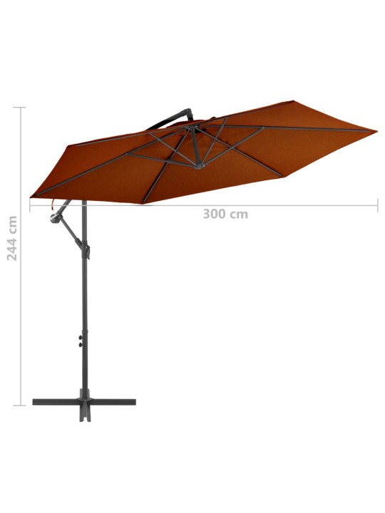 Dārza saulessargs ar alumīnija kātu, 300 cm, sarkanbrūns