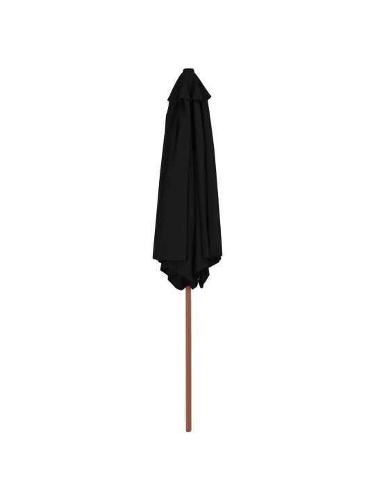 Dārza saulessargs ar koka kātu, melns, 270 cm