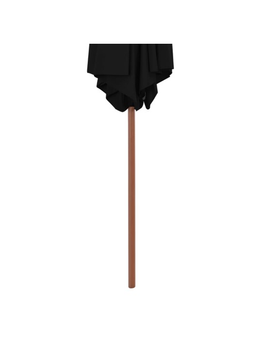 Dārza saulessargs ar koka kātu, melns, 270 cm