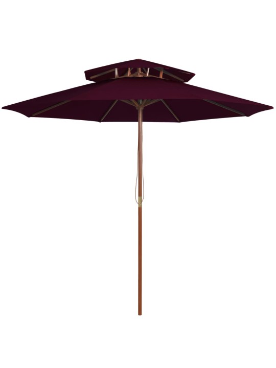 Saulessargs ar dubultu jumtu, bordo sarkans, 270 cm, koka kāts