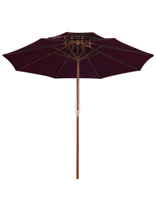 Saulessargs ar dubultu jumtu, bordo sarkans, 270 cm, koka kāts
