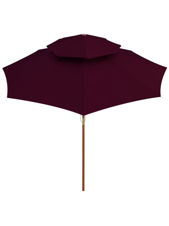 Saulessargs ar dubultu jumtu, bordo sarkans, 270 cm, koka kāts