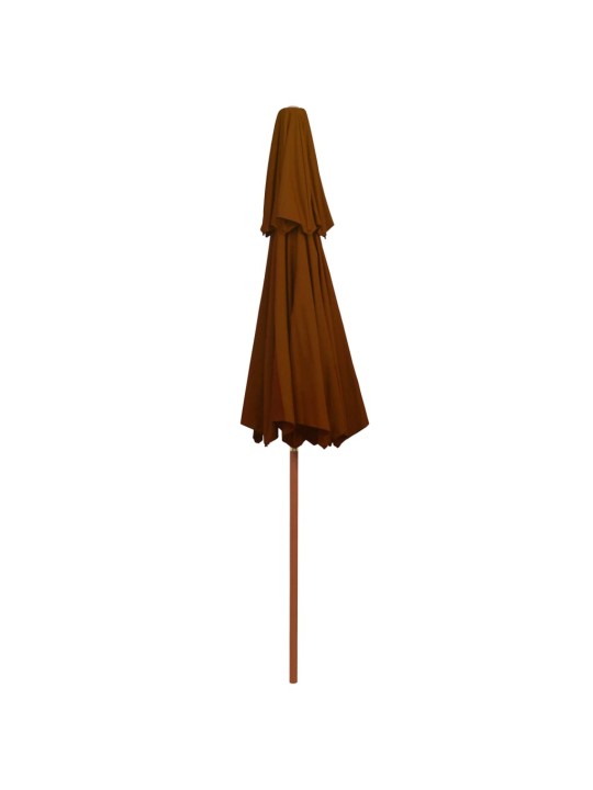 Saulessargs ar dubultu jumtu, sarkanbrūns, 270 cm, koka kāts