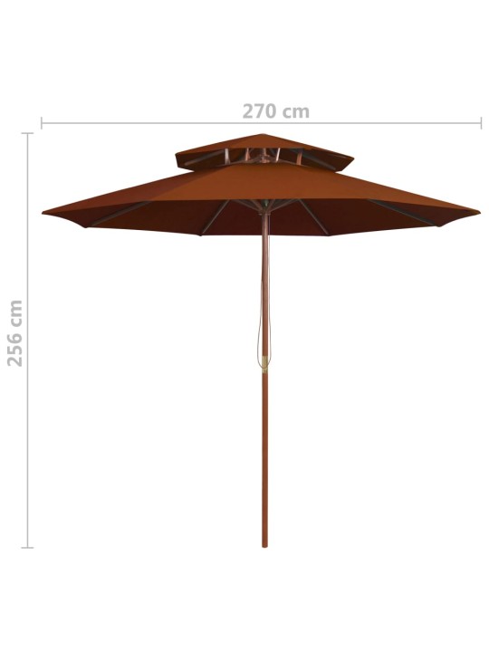 Saulessargs ar dubultu jumtu, sarkanbrūns, 270 cm, koka kāts