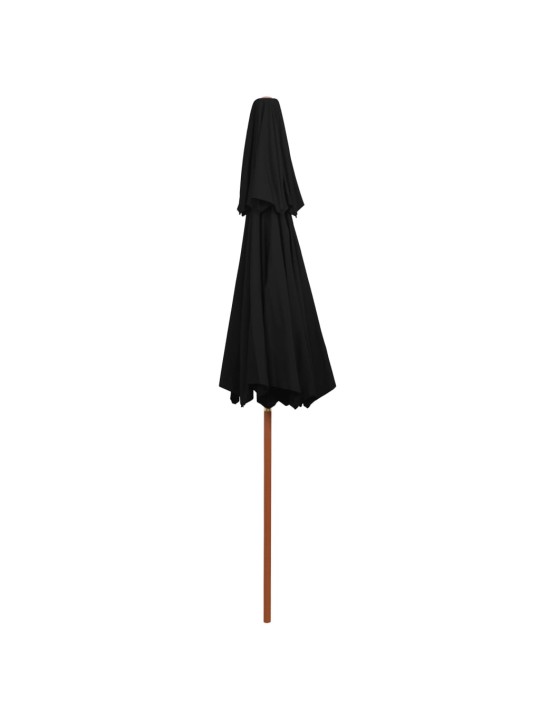 Saulessargs ar dubultu jumtu, melns, 270 cm, koka kāts