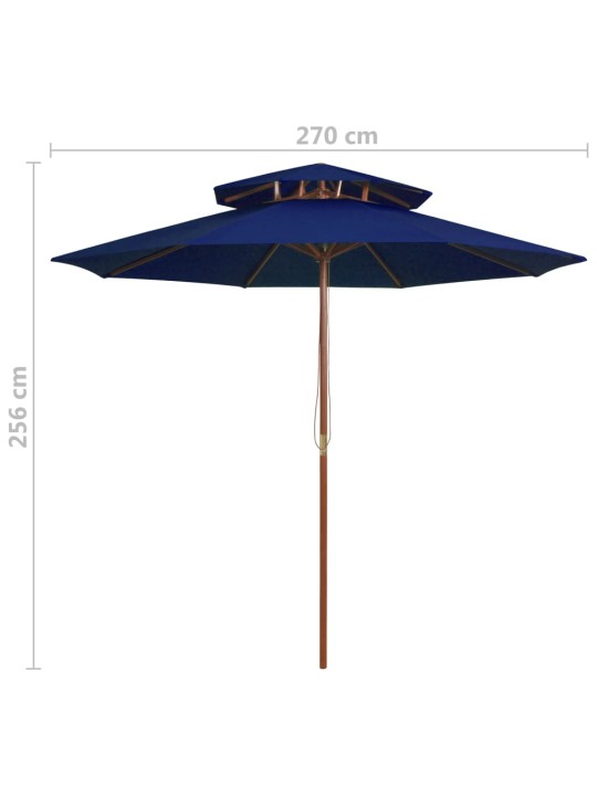Saulessargs ar dubultu jumtu, zils, 270 cm, koka kāts