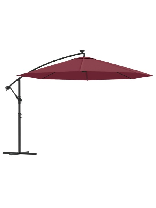 Saulessargs ar led gaismām, 350 cm, bordo sarkans