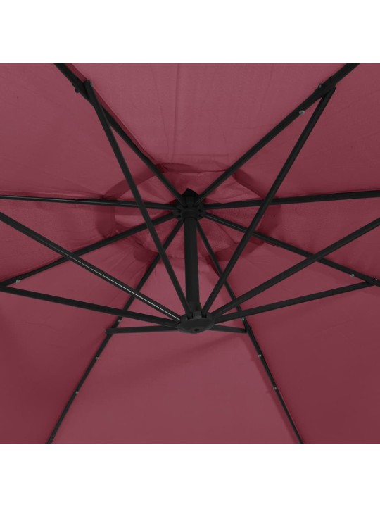 Saulessargs ar led gaismām, 350 cm, bordo sarkans