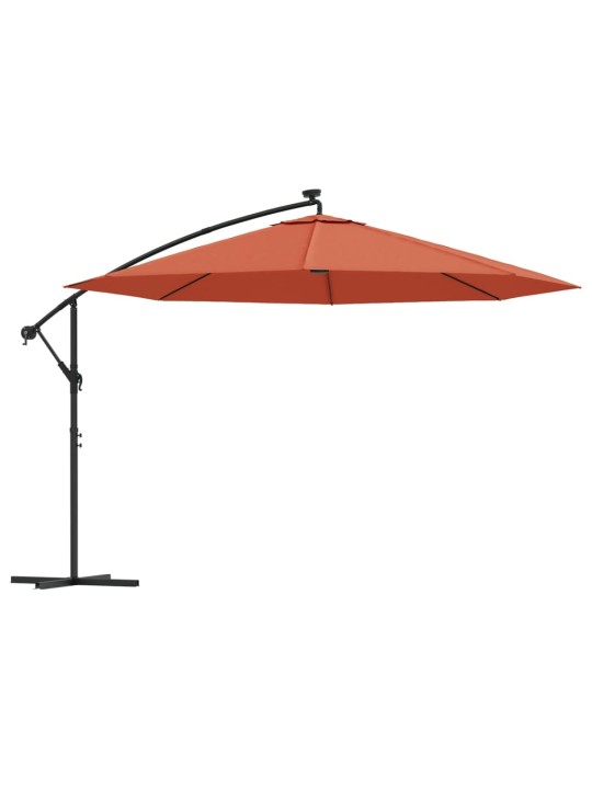 Saulessargs ar led gaismām, 350 cm, sarkanbrūns